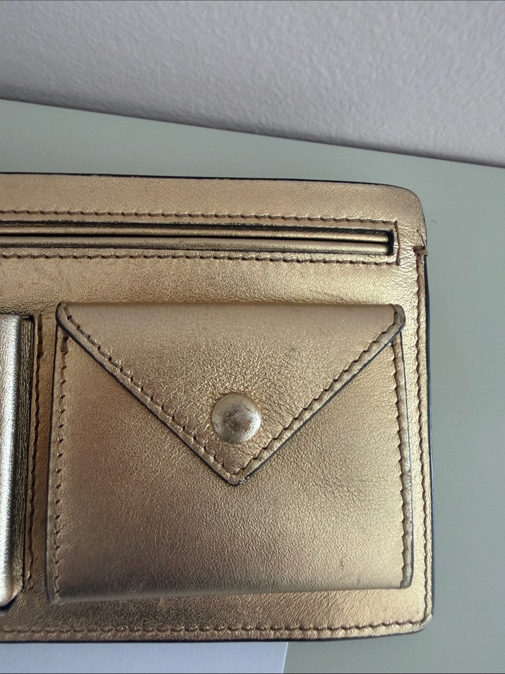 Issimo /Mtier Gold Leather Wallet With Envelope Pocket (Inside Out) — image 4 of 8